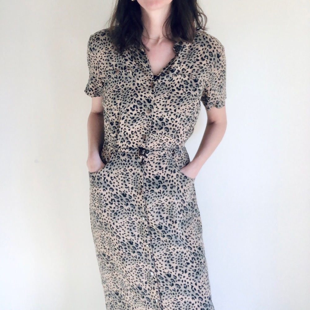 Vintage 100% silk animal print dress